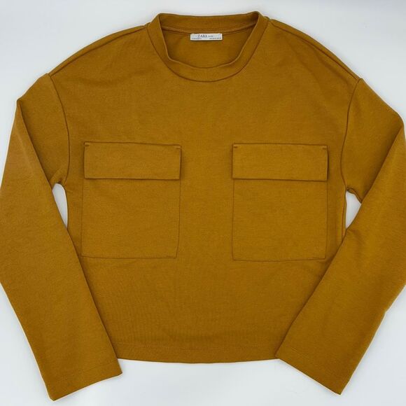 ZARA - 2 Pocket - Long Sleeve Top - Size S - Color Mango - Picture 1 of 6